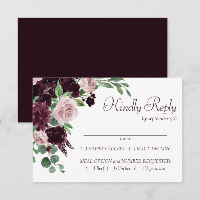 Moody passioner | Dramatisk Lila Vin Ro Entree OSA Kort (Fram/baksida)