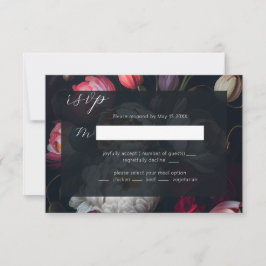 Moody Peony painterly Bröllop Black OSA kort