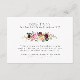 Moody Plum Blommigt Garland Bröllop Directions Tilläggskort