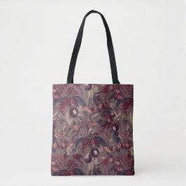 Moody Plum & Fig Leaves Tote Bag | Artistic Floral Tygkasse