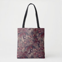 Moody Plum & Fig Leaves Tote Bag | Konstnärlig Blo