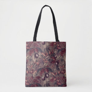 Moody Plum & Fig Leaves Tote Bag Konstnärlig Blo Tygkasse