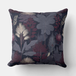 Moody Plum Fig & Pampas Grass Pattern Throw Pillow Kudde