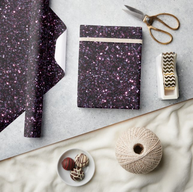 Moody Plum Rik Svart Glittermönster Presentpapper (Hantverk)