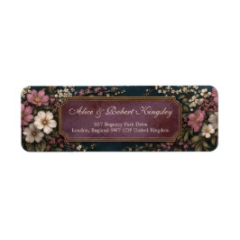 Moody Plum Texturerad Antik Guld Ram Returadress Etikett