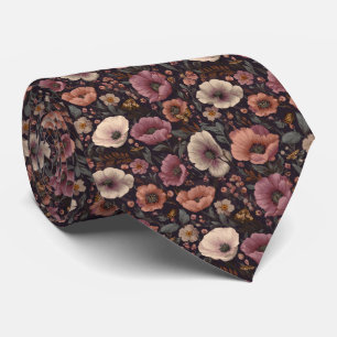 Moody Plum Trädgård Blommig Personlig Bröllop Slips