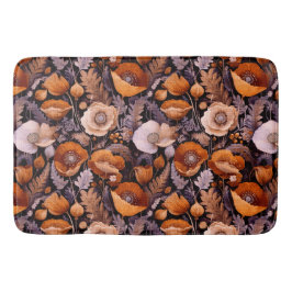 Moody poppies on black pattern badrumsmatta