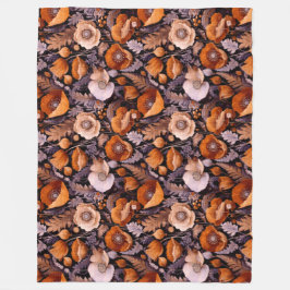 Moody poppies on black pattern fleecefilt