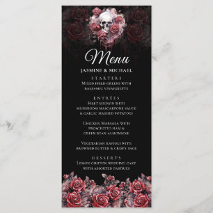 Moody Red Blommigt Skull Elegant Gothic Bröllop Me Meny