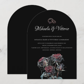Moody Red Roses With Cobwebs Gothic Wedding Inbjudningar