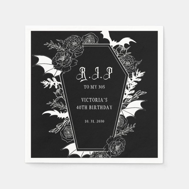 Moody RIP 30s Gothic 40th Birthday Pappersservett (Framsidan)