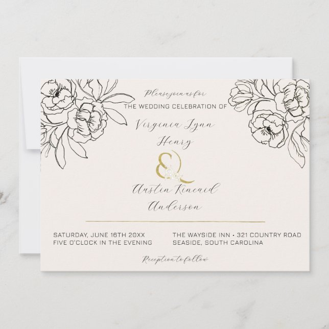 Moody rökt Guld Ampersand 2 Inbjudningar (Framsida)