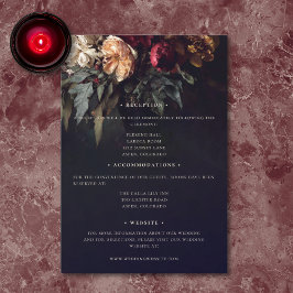 Moody Romantic Dark Floral Gothic Wedding Details Tilläggskort
