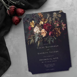Moody Romantic Dark Floral Gothic Wedding Inbjudningar