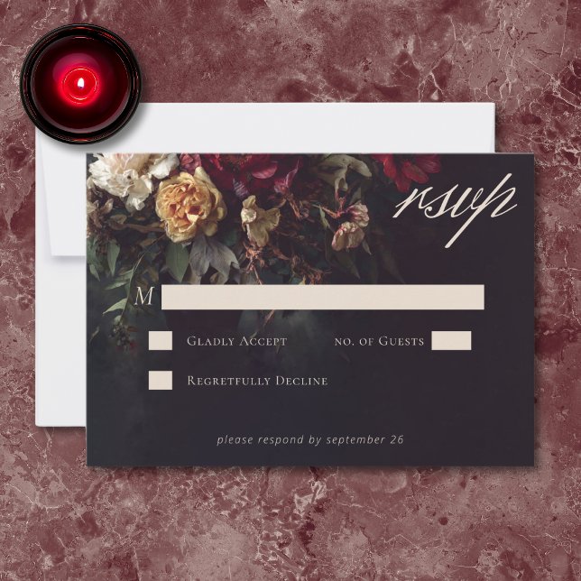 Moody Romantic Dark Floral Gothic Wedding OSA Kort (Skapare uppladdad)