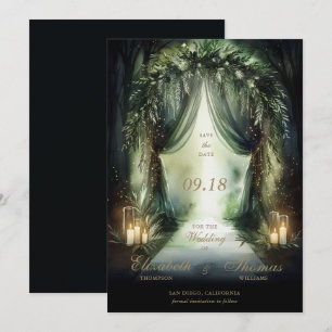 Moody Romantic Emerald Bröllop Spara Datumet