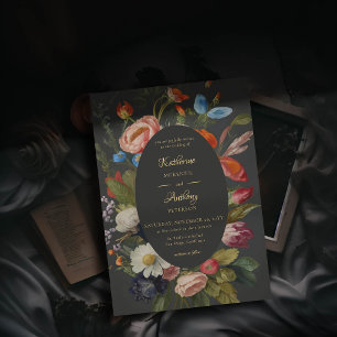 Moody romsk gotisk Blommigt Mörk Bröllop Inbjudningar