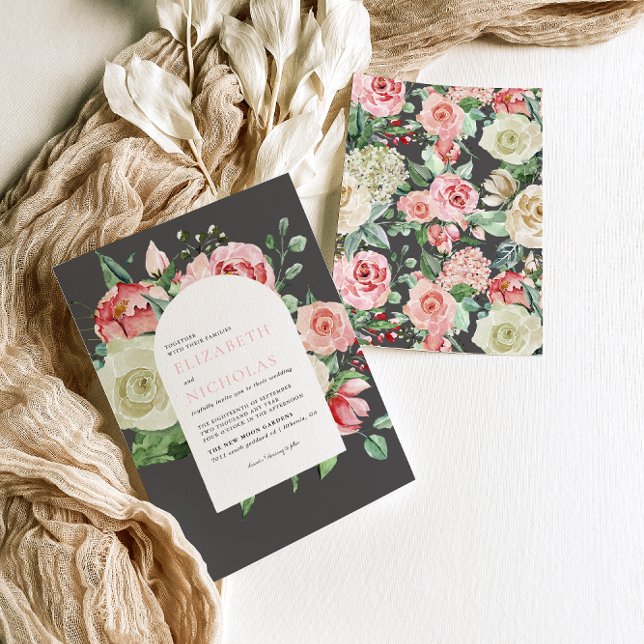 Moody Rose | Romantiska vårblommor Bröllop  Inbjudningar (Skapare uppladdad)