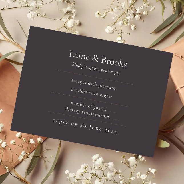 Moody RSVP-kort | Minimalistisk Elegant Bröllop OSA Kort (Skapare uppladdad)