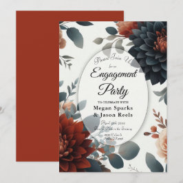 Moody Rustic Fall Florals Engagement Party Inbjudningar