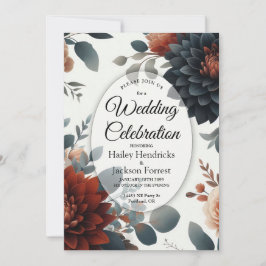 Moody Rustic Fall Florals Wedding Inbjudningar