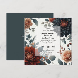 Moody Rustic Fall Florals Wedding Inbjudningar