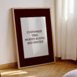Moody Rustic Red Anpassningsbar Poster Offert jul