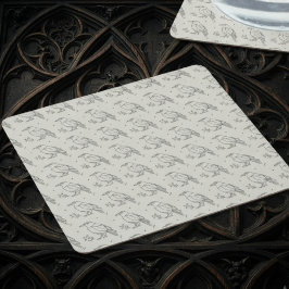 Moody Slate Gothic Dark Academia Raven Underlägg Papper Kvadrat