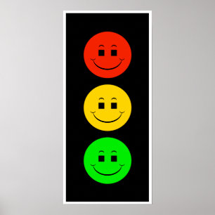 Moody stoppljus i lycklig poster