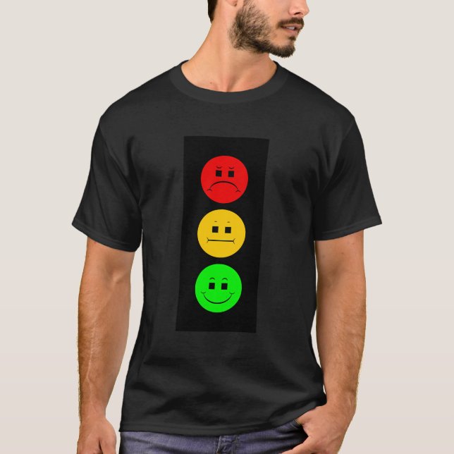 Moody stoppsignal för trafik Ansikte Funny Stop Li T Shirt (Framsida)