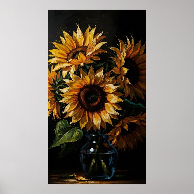 Moody Sunflower Art - Floral Poster (Framsidan)