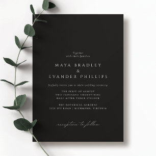 Moody svart   Timless Elegant Classic Bröllop Inbjudningar