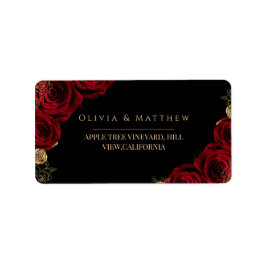 Moody Svarta Burgunderrosor Bröllop  Adressetikett