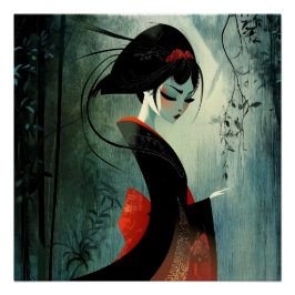 Moody tänksam Anime Girl Perfect Poster