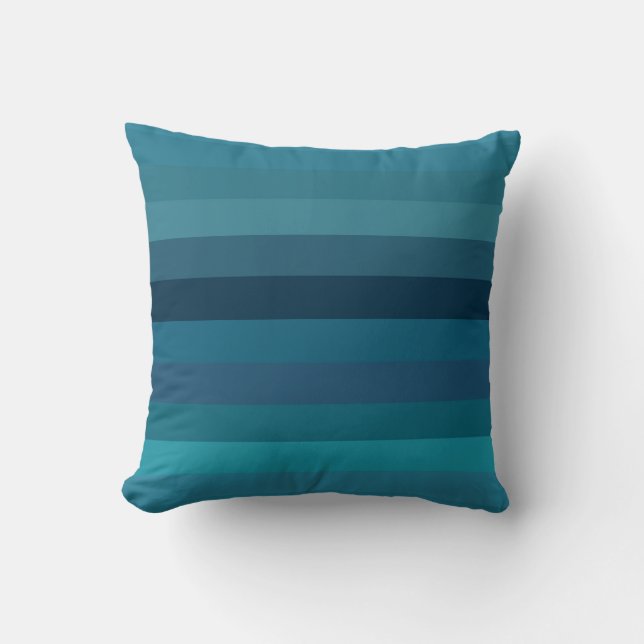 Moody Teal & Navy Stripes Kudde (Framsida)