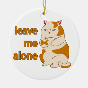 Moody tjock katt lämnar ensam för mig julgransprydnad keramik