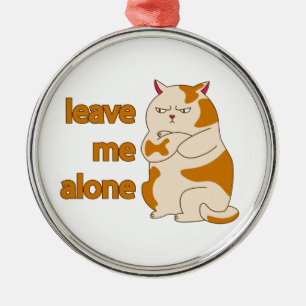 Moody tjock katt lämnar ensam för mig julgransprydnad metall