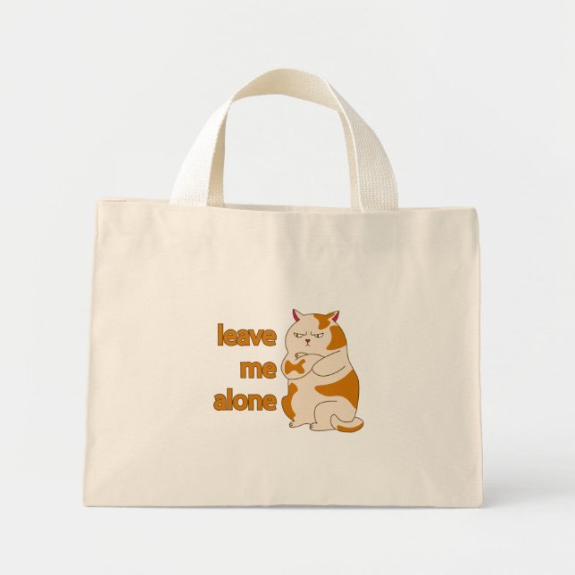Moody tjock katt lämnar ensam för mig mini tygkasse (Framsidan)