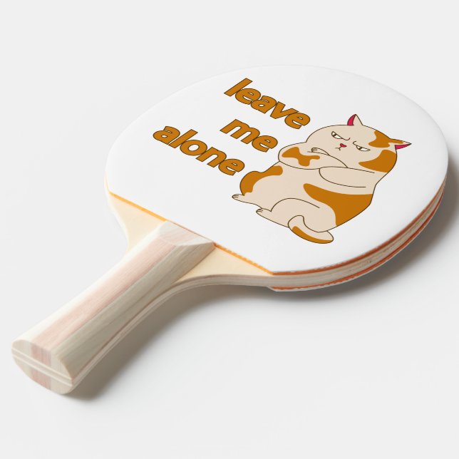 Moody tjock katt lämnar ensam för mig pingisracket (Frontvinkel)