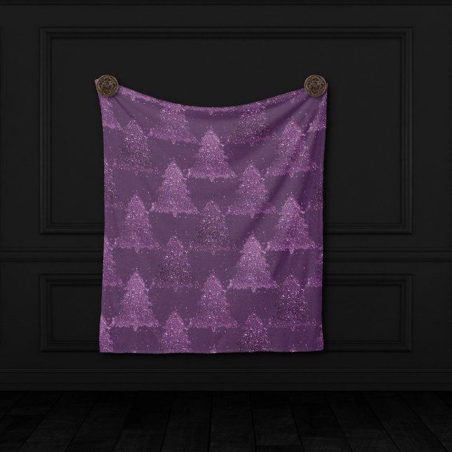 Moody Träd Mönster | Deep Plum Lila jul Fleecefilt (Skapare uppladdad)