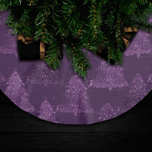 Moody Träd Mönster Deep Plum Lila jul Julgransmatta Borstad Polyester