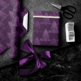 Moody Träd Mönster | Deep Plum Lila jul Presentpapper