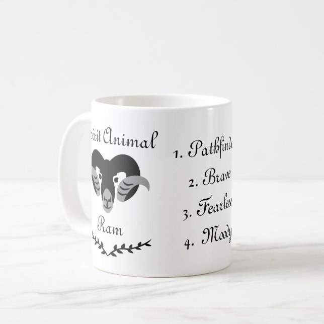 Moody Tribal Aries Totem Spirit Animal Coffe Mugg (Framsida vänster)