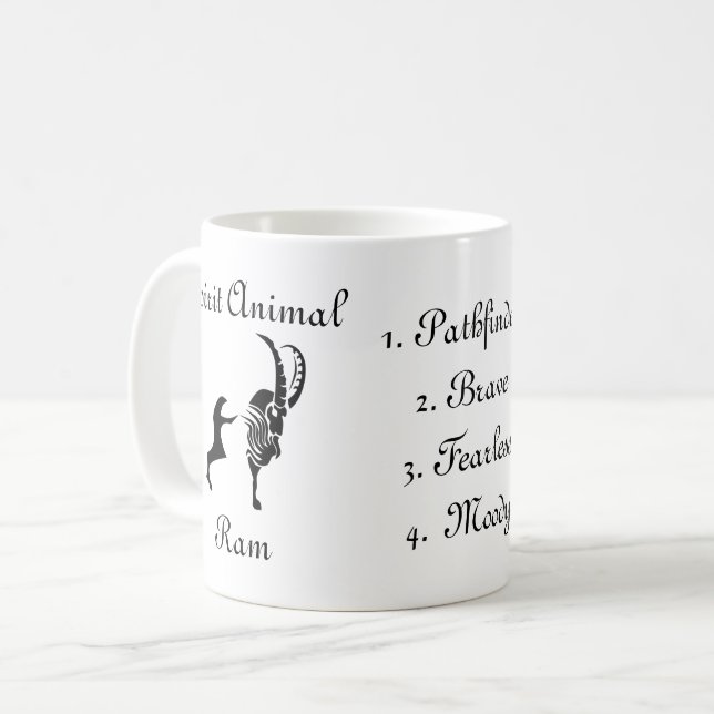 Moody Tribal Ram Totem Spirit Animal Coffe Mugg (Framsida vänster)