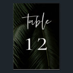 Moody Tropikernan Bröllop Bordsnummer<br><div class="desc">Moody Tropikar,  bröllop bordsnummer-kort. Mörkens tropiska handflatan-frondfotografering med edgy vit typografi. Bord-kort måste numreras och beställas individuellt.</div>