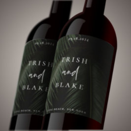 Moody Tropikernan Bröllop Vinflaska Etikett