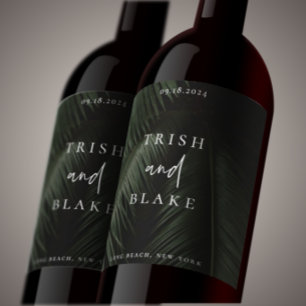 Moody Tropikernan Bröllop Vinflaska Etikett