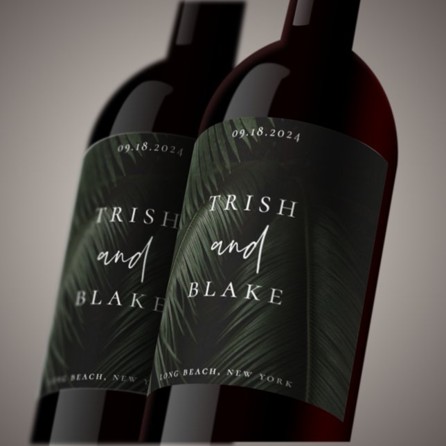 Moody Tropikernan Bröllop Vinflaska Etikett (Skapare uppladdad)