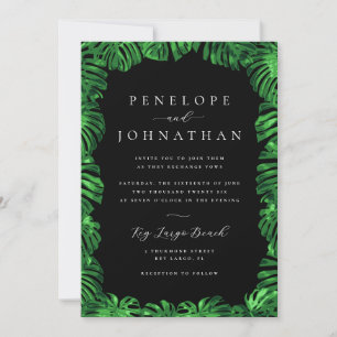 Moody Tropiska Grönten Monstera Island Bröllop Inbjudningar