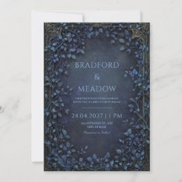 Moody Twilight Berry Antik Brons Ram Bröllop Inbjudningar